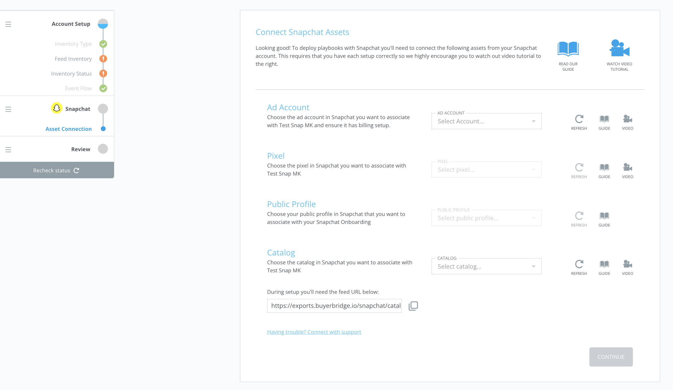 How To Create and Connect Assets for Snapchat Onboarding